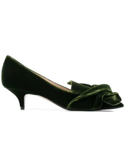 N°21 Velvet Pumps With Knotted Bows In Green