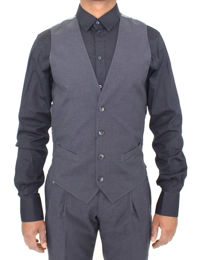 Dolce & Gabbana Gray Cotton Blend Formal Dress Vest Men's Gilet