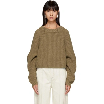 Lemaire Brown Wool Round Sweater In 455 Cafe