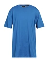 Roberto Collina Man T-shirt Bright Blue Size 46 Cotton