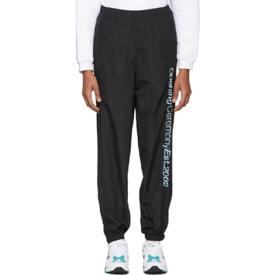 Opening Ceremony Embroidered Crinkled-shell Track Pants In 0001 Black