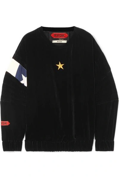 Ronald Van Der Kemp Oversized Embroidered Cotton-paneled Satin Sweatshirt In Black