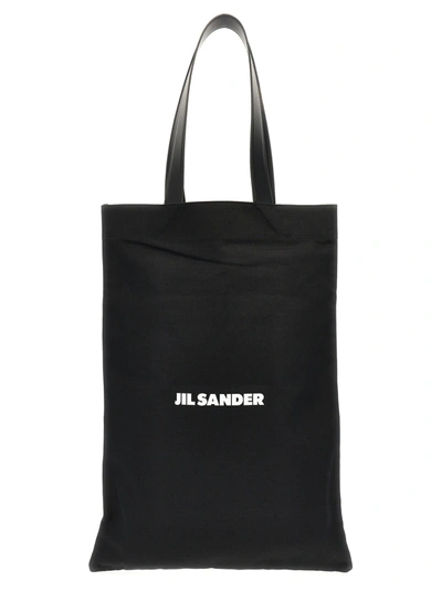 Jil Sander Flat Shopper Tote Bag In Black