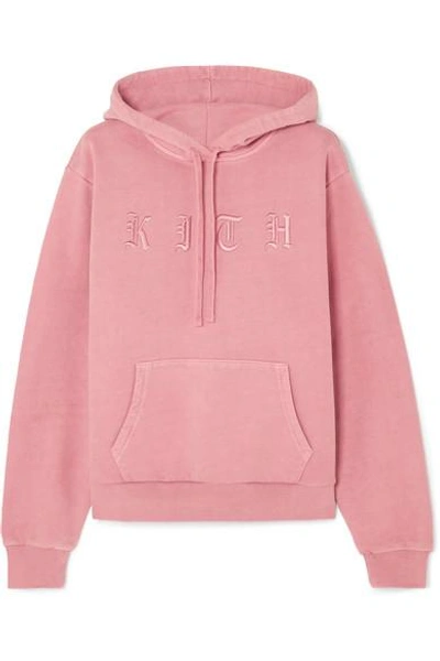 Kith Serena Embroidered Cotton-jersey Hoodie In Blush