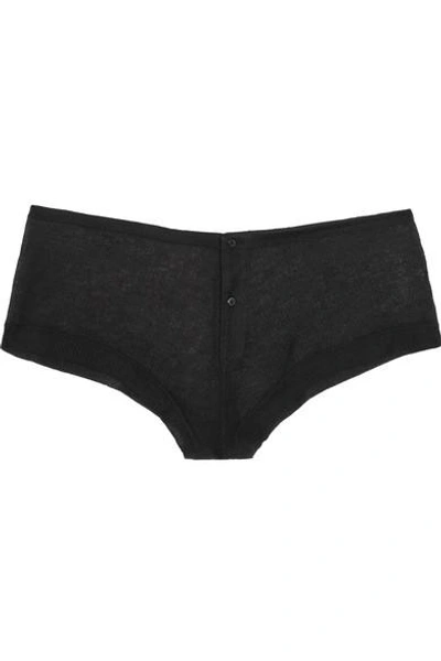 Kiki De Montparnasse Ribbed Modal And Cashmere-blend Boy Shorts In Black