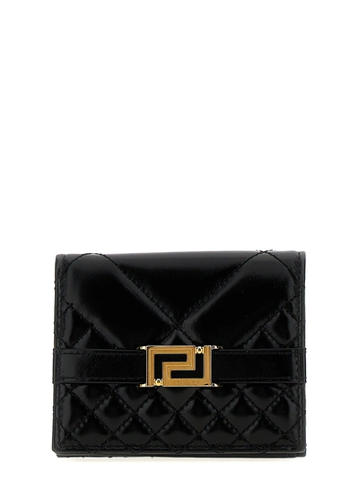 Versace Greca Goddess Wallets, Card Holders In Black