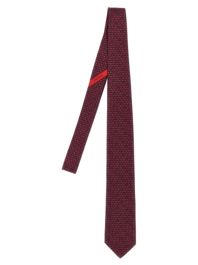 Ferragamo Printed Tie Ties, Papillon In Red