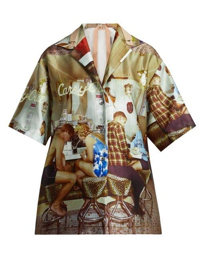 N°21 No. 21 - Good Times Satin Bowling Shirt - Womens - Beige Multi In Multicoloured