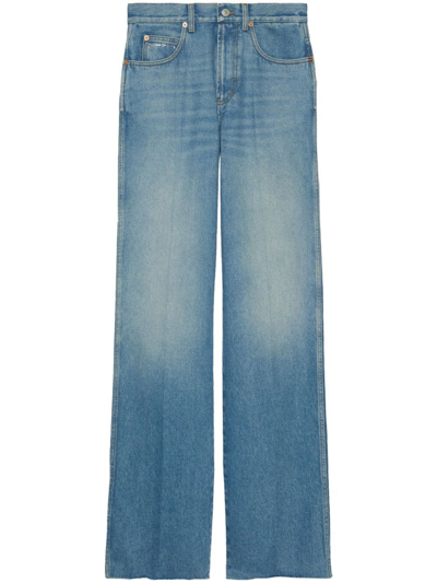 Gucci Horsebit-detail Wide-leg Jeans In Blue/mix