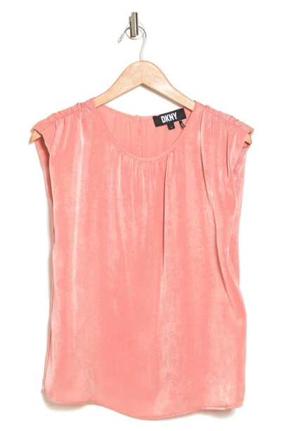 Dkny Sleeveless Satin Top In Rouge Blush