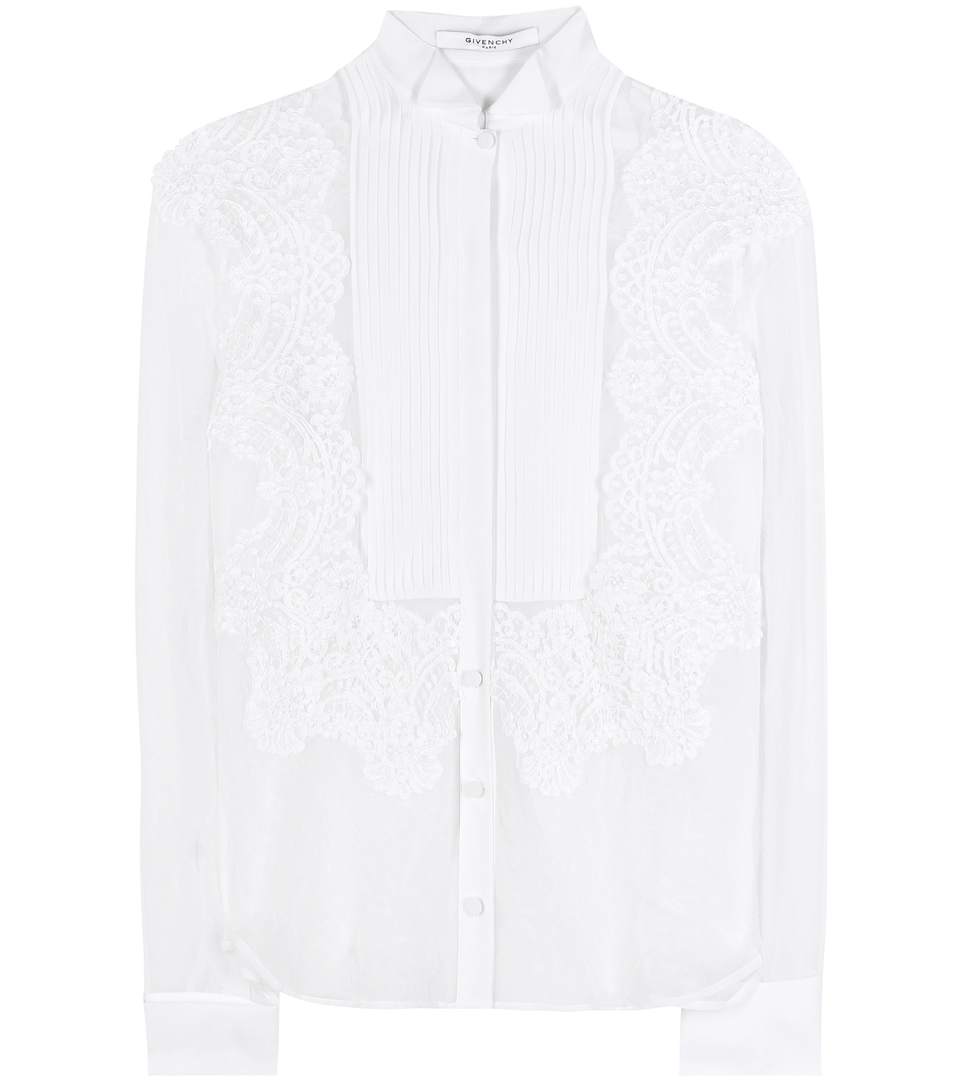 Givenchy Lace Appliqué Sheer Shirt | ModeSens