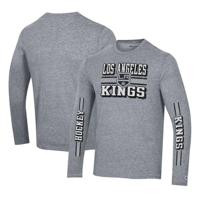 Champion Heather Grey Los Angeles Kings Tri-blend Dual-stripe Long Sleeve T-shirt
