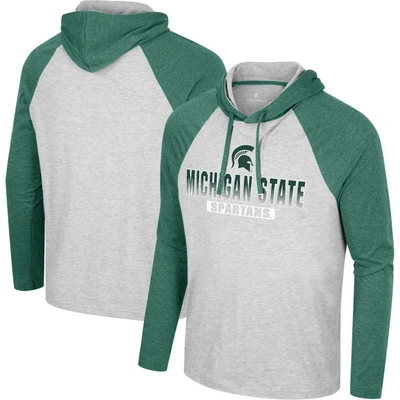 Colosseum Heather Gray Michigan State Spartans Hasta La Vista Raglan Hoodie Long Sleeve T-shirt