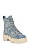 Guess Shutter Womens Zipper Lace-up Combat & Lace-up Boots In Blue