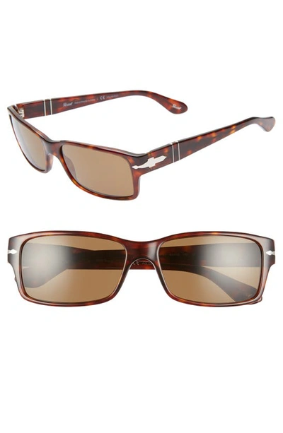 Persol 58mm Polarized Square Sunglasses In Havana/ Brown Solid
