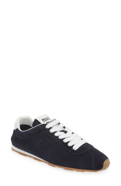 Miu Miu Allacciate Low Top Trainer In Navy