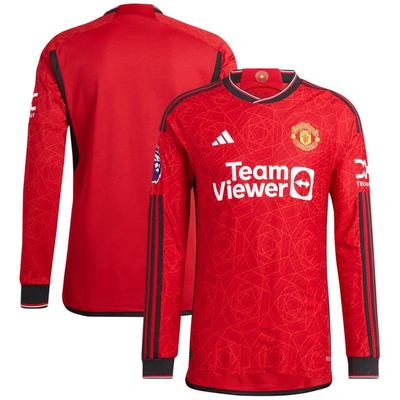 Adidas Originals Adidas  Red Manchester United 2023/24 Home Authentic Long Sleeve Jersey In Multi