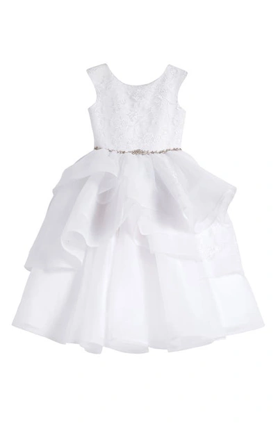 Joan Calabrese For Macis Design Kids' Floral Tiered First Communion Dress In White