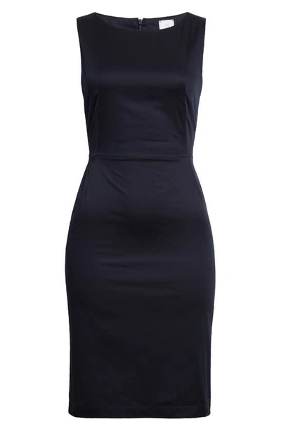 Eleventy Sleeveless Stretch Cotton Sheath Dress In Blue