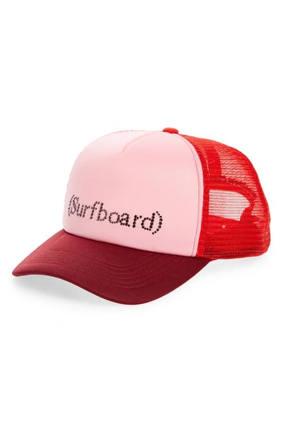 Stockholm Surfboard Club Pete Swarovski® Crystal Embellished Trucker Hat In Pink/ Red