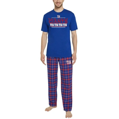 Concepts Sport Royal/red New York Giants Arctic T-shirt & Flannel Trousers Sleep Set