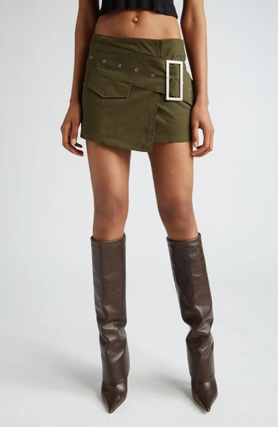 By.dyln Harper Asymmetric Belt Miniskirt In Khaki