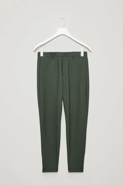 Cos Cropped Zip-cuff Trousers In Green