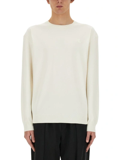Helmut Lang Jersey With Logo In Bianco