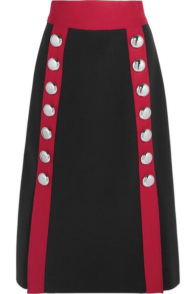 Dolce & Gabbana Woman Button-embellished Wool-blend Midi Skirt Black ...