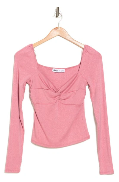 Elodie Twist Front Long Sleeve Top In Pink