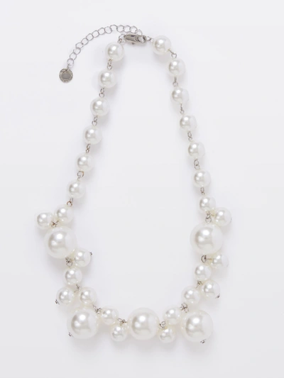 French Connection Multi Faux Pearls Cluster Necklace White/silver