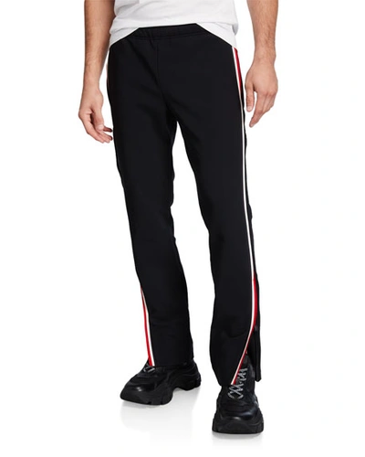 Moncler Men's Side-stripe Straight-leg Track Pants In Black