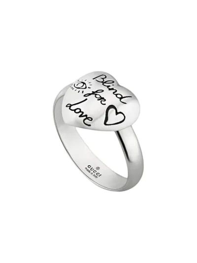 Gucci Blind For Love Heart Shape Sterling Silver Ring In Undefined
