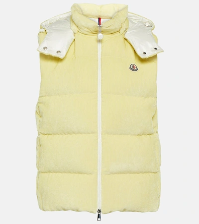 Moncler Agelao Corduroy Down Vest In Yellow