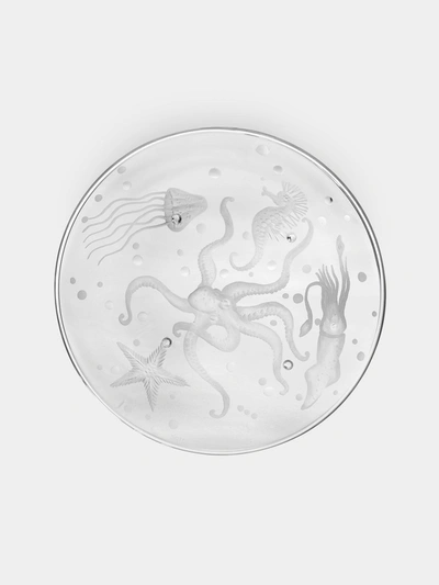 Artel Frutti Di Mare Hand-engraved Crystal Dessert Plate In White