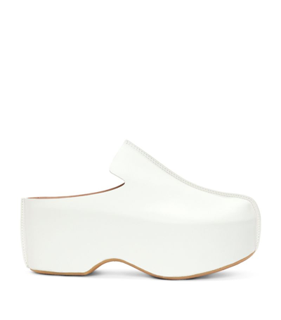 Jw Anderson Leather Platform Clogs In White