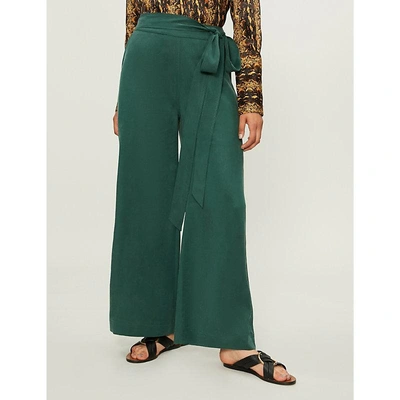 Kitri Daphne Wide-leg Crepe Trousers In Forest Green