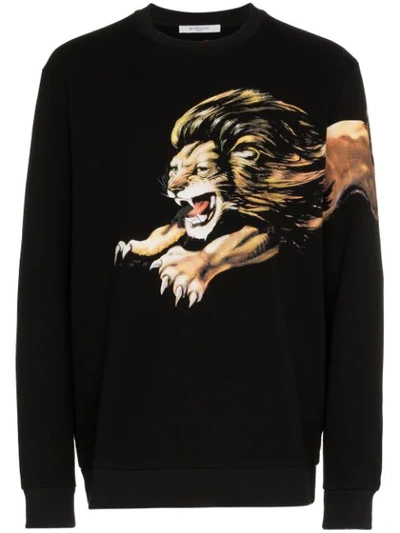 Givenchy Lion-print Cotton-jersey Sweatshirt In Black