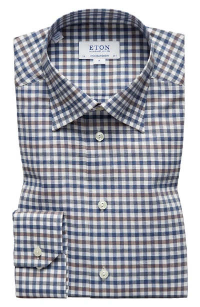 Eton Men's Contemporary Fit Flanella Check Dress Shirt In Blue Brown