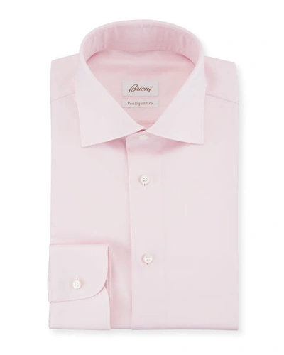 Brioni Ventiquattro Twill Dress Shirt In Pink
