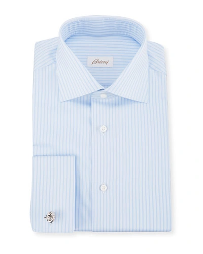 Brioni Men's Tonal-stripe French-cuff Dress Shirt