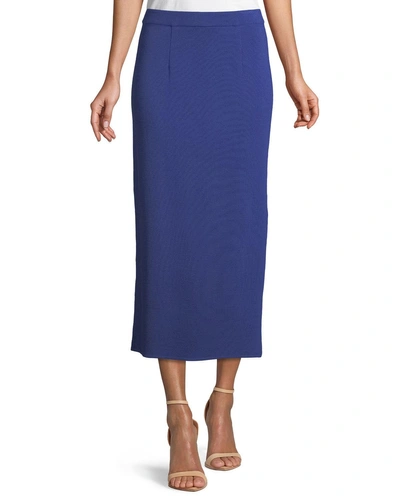 Misook 32" Straight Knit Skirt, Petite In Midnight Blue