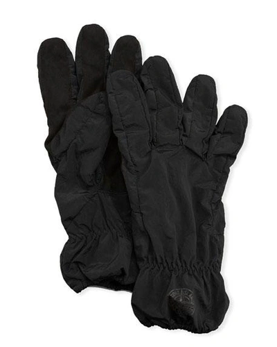 Stone Island Men's Faux-suede Gloves In Black