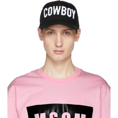 Dsquared2 Men's "cowboy" Embroidered Baseball Cap In Black