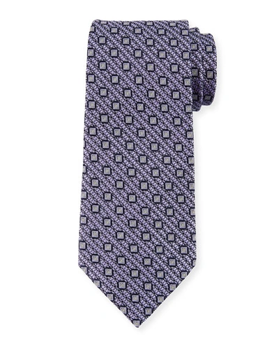 Ermenegildo Zegna Box-on-jacquard Silk Tie, Purple