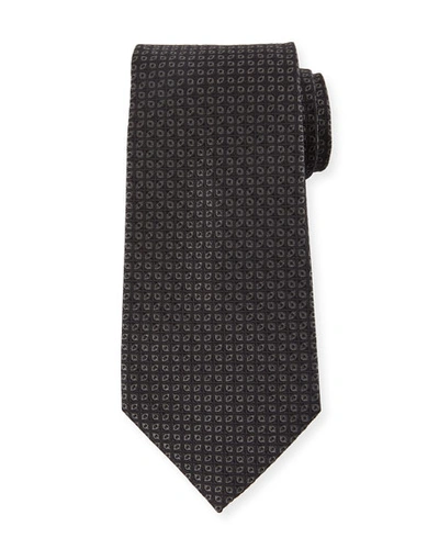 Ermenegildo Zegna Tonal Ovals Silk Tie, Black