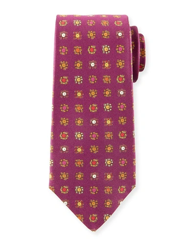 Kiton Circle In Box Silk Tie In Purple