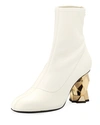 Giuseppe Zanotti Leather Stretch 80mm Block-heel Booties In Bianco