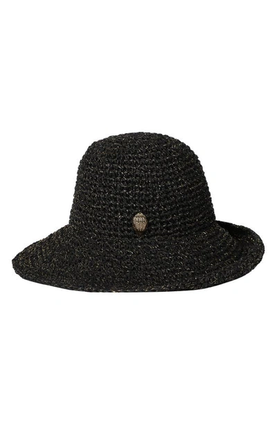 Kurt Geiger Metallic Straw Sun Hat In Black