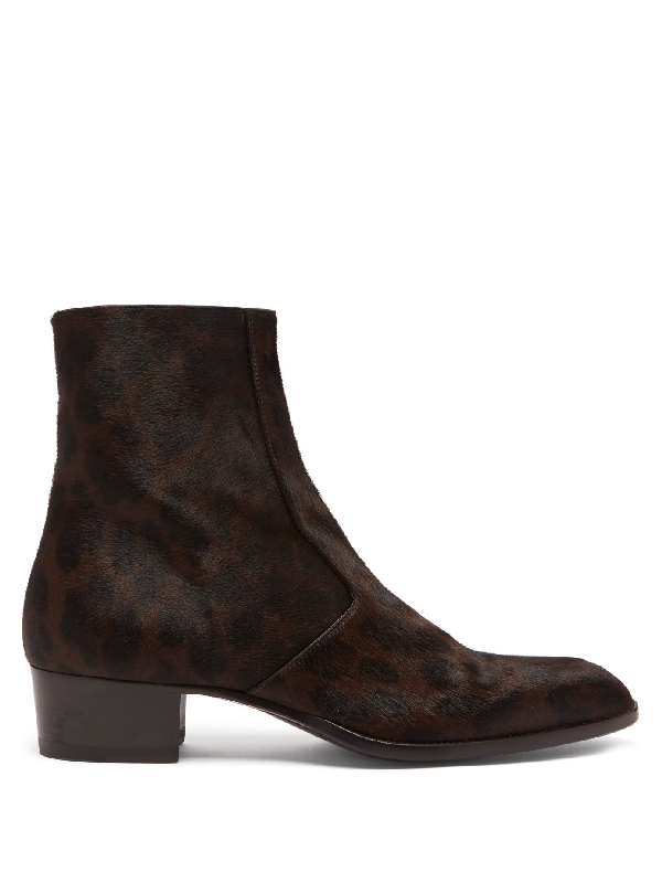 pony hair ankle boots